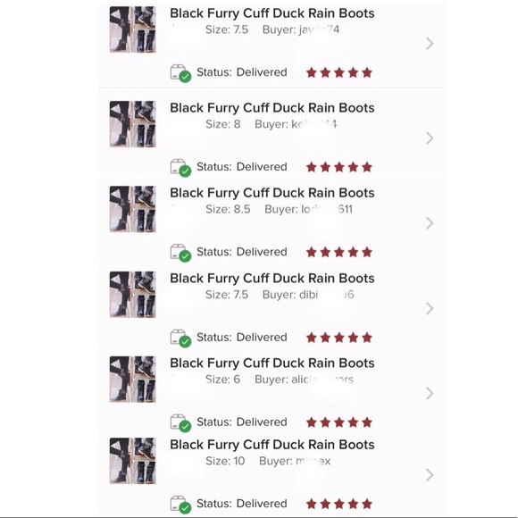 Black Furry Cuff Duck Rain Boots - Picture 7 of 8